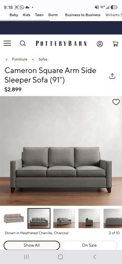 Sofa/Couch Pottery Barn Cameron Square Arm Side Sleeper Sofa (91")