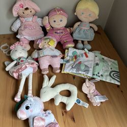 Baby Toddler Girls Developmental Play Toy Lot Plush Dolls Book Grasp Car Seat Gym Toys 