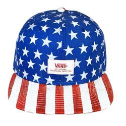 Vans Off The Wall Red Blue White 4th July USA Stars Stripes Hat Cap Strapback
