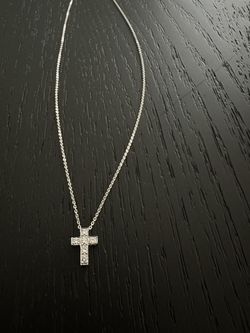 Platinum Cross + Chain with 6 Diamonds
