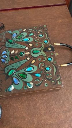 Vintage Jeweled Wooden Box Clutch Purse