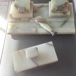 Antique Onyx Desk Set