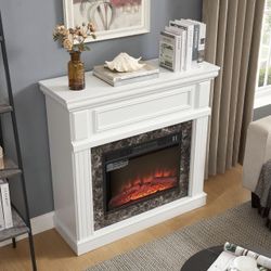 Defect price Electric Fireplace with Mantel, Fireplace Mantel Surround with 23" Fireplace Insert and 210