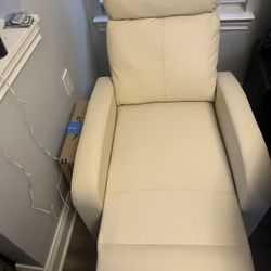 Cream Faux Leather Recliner 