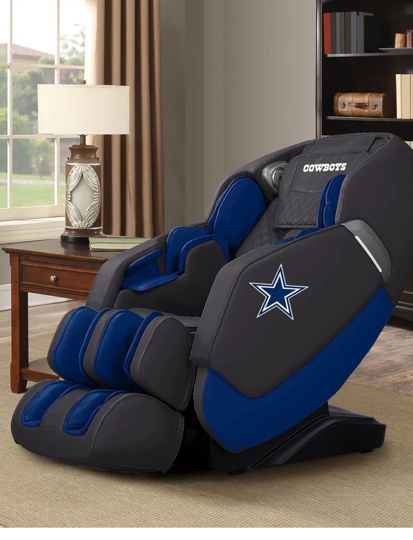NFL Modern Leather Zero Gravity Massage Chair with Bluetooth Speaker by Furniture of America - Cowboys