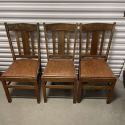 Vintage (Set of 3) wood dining chairs Craftsman Mission Style