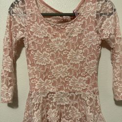 Ladies Light Pink & White Lace Top Size S