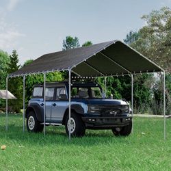 EROMMY 10x20 Heavy Duty Carport With Waterproof & UV Protected Garage Top Tarp Shelter Cover, Grey HIGH QUALITY FABRIC】Our carport canopy is made of