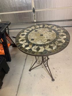 Round Mosaic Stone Top Patio Bistro Table