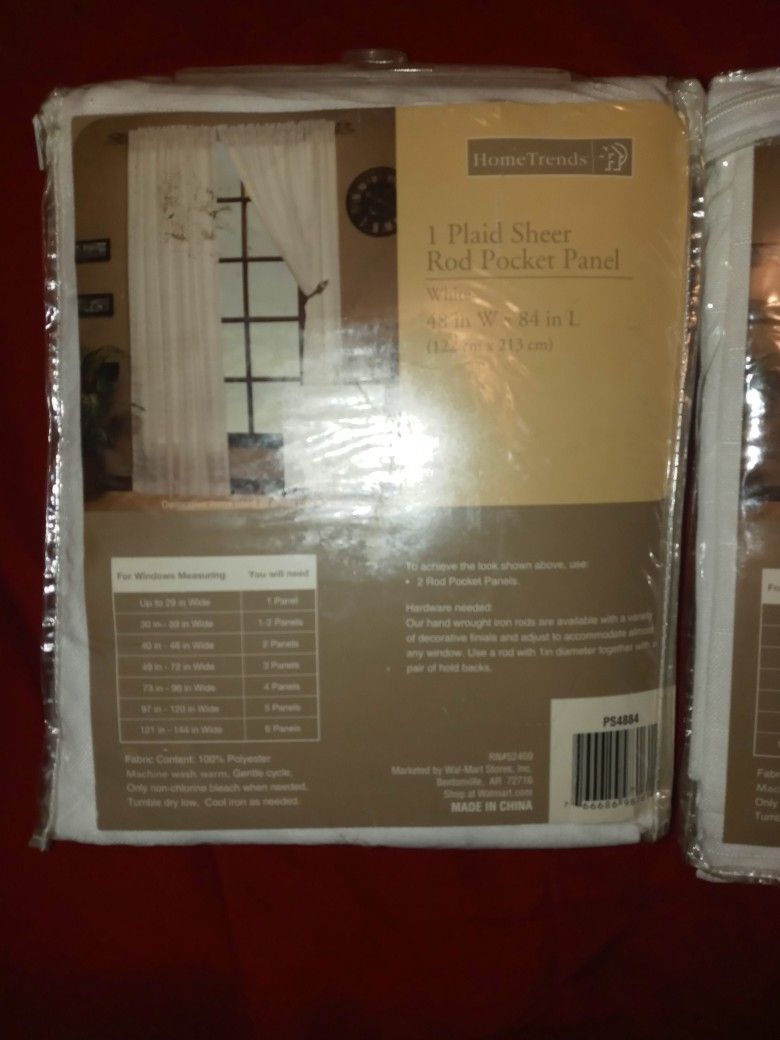 Hometrends Plaid Sheer Rod Pocket Panel