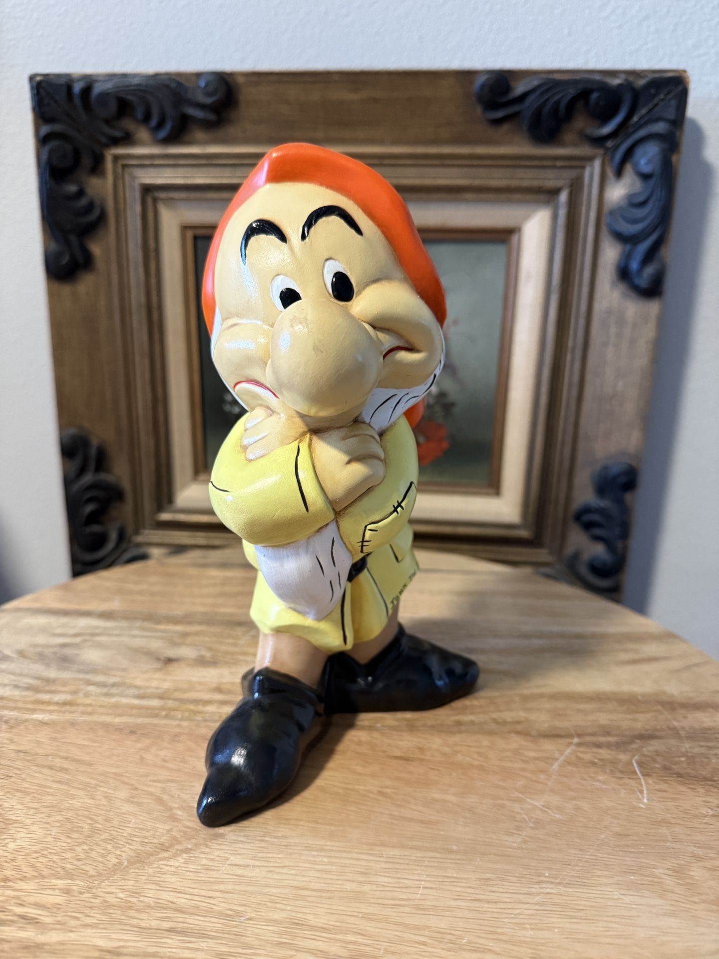 Vintage Ceramic Snow White Dwarf - Grumpy Figurine 9” Tall , Made In 1976