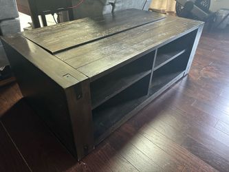 Solid Wood Flip open coffee table & 2 powered end tables.