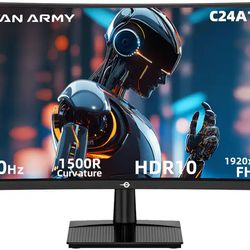 Titan-army C24A1H 24 Inch Curved Gaming Monitor, FHD 1080P 1500R, Black, New