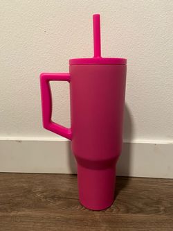 Hot Pink Insulated Tumbler with Handle and Straw