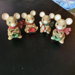 Vintage Homco 5210 Christmas Mice Figures