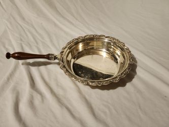 Vintage Ornate Silver Plate Silent Butler - Walnut Wood Handle