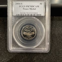 2004 S Gem Proof PERFECT GRADED Peace Medal Jefferson Nickel Graded At PR70 O-5