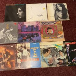 10 Vintage FOLK MUSIC Vinyl Records 