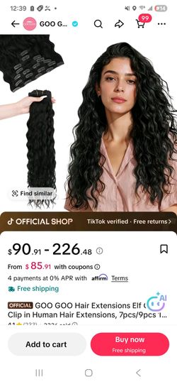 Clip in Black Straight 22' inch Human Hair Extensions ✨️🎀