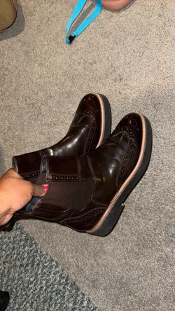 Dark Brown Leather Brogue Chelsea Boots