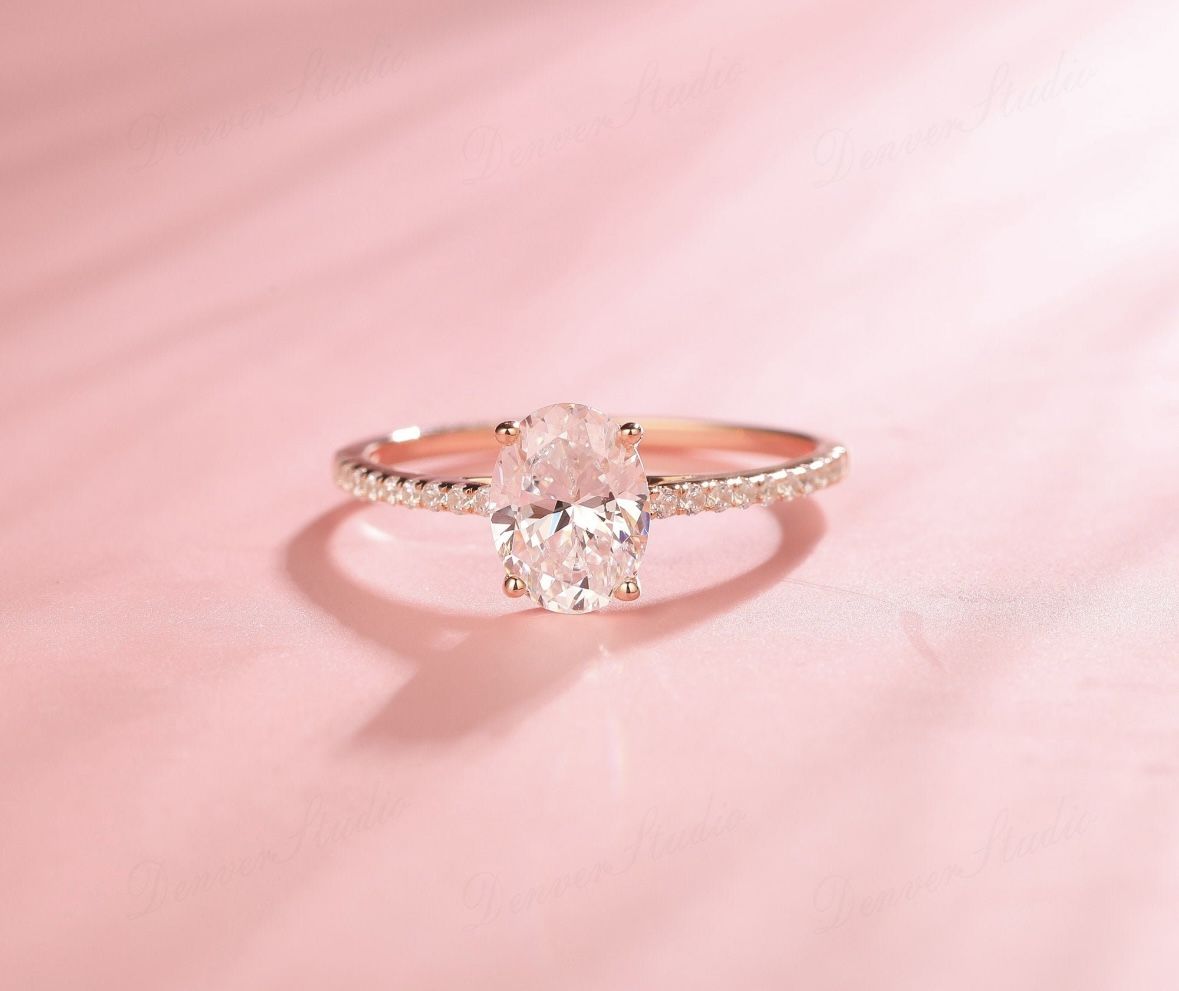 Oval Engagement 1.5 Ct Ring 10k White Gold