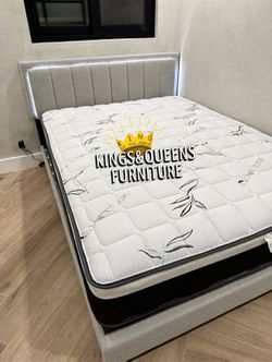 New Queen bed frame with mattress
