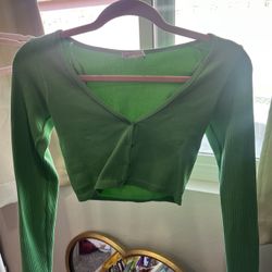 zara seamless green top