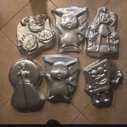 vintage-style aluminum cake pans Wilton Pikachu rugrats barbie pocahontas making character bakeware $5 Each All For $20