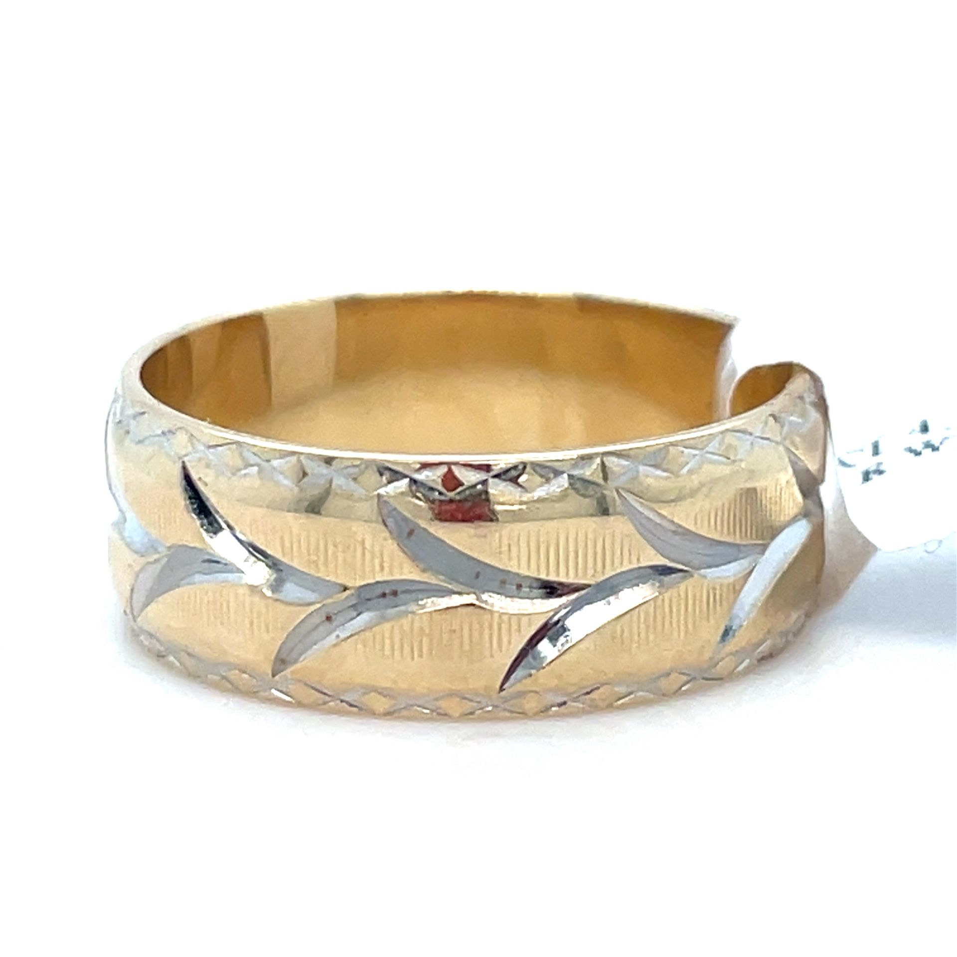 14Kt Two Tone Gold Wide Band Ring 4.50g Size 7 I-1589