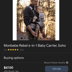 Monbebe Baby Carrier. 6 In 1 