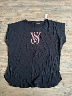 Victoria's Secret Black Short Sleeve Tee with Rose Gold VS Logo
