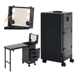Rolling portable manicure nail tech foldable table station