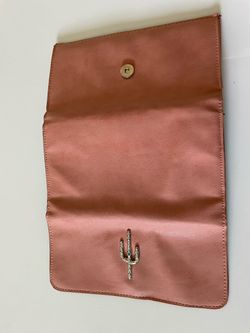 Blush Pink Faux Leather Western Cactus Wallet Clutch Snap Closure