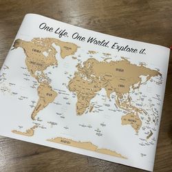 Gold Scratch Off World Traveler Map New 