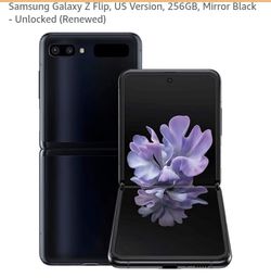 Samsung Galaxy Z Flip, US Version, 256GB, Mirror Black - Unlocked (Renewed)
