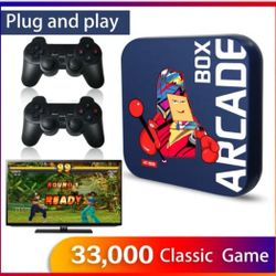 Super Arcade Box Multi System 33k+ Game Console, PS1/NES/SNES/N64+ 64GB HD Wireless Controllers