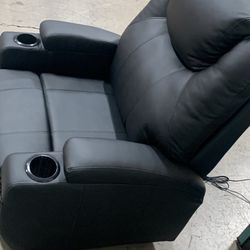 Electric Power Lift Leather Sofa Power Reclining Massage Chair for Elderly with Massage and Heat, Black