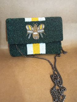Green Hand Made Beaded Mini Purse