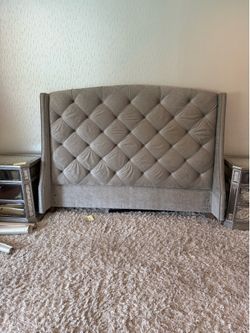 Tufted Wingback Headboard and Bed Frame Rails (king)