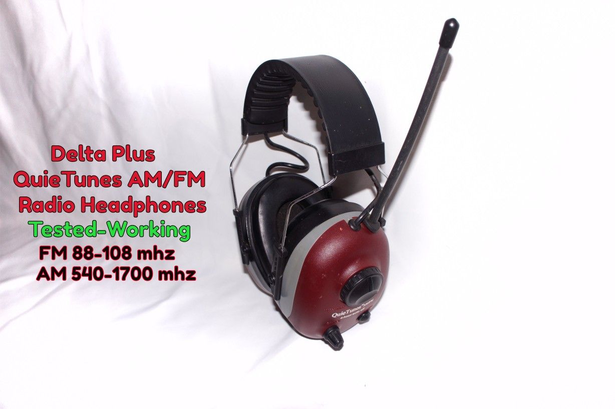 Delta Plus COM 660 QuieTunes AM/FM Radio w/Aux Earmuff Headphones Tested Working