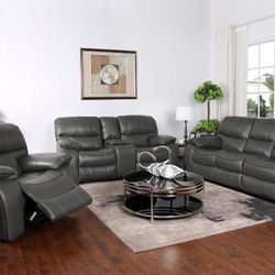 Madrid, leather reclining sofa and loveseat set $1099. Single recliner $299. Finance and delivery available.