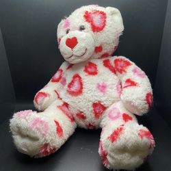 Build-A-Bear Valentine's Day Hearts Plush Bear White with Red and Pink Heart 14 Inch Stuffed Animal (PERFECT FOR VALENTINE’S DAY)
