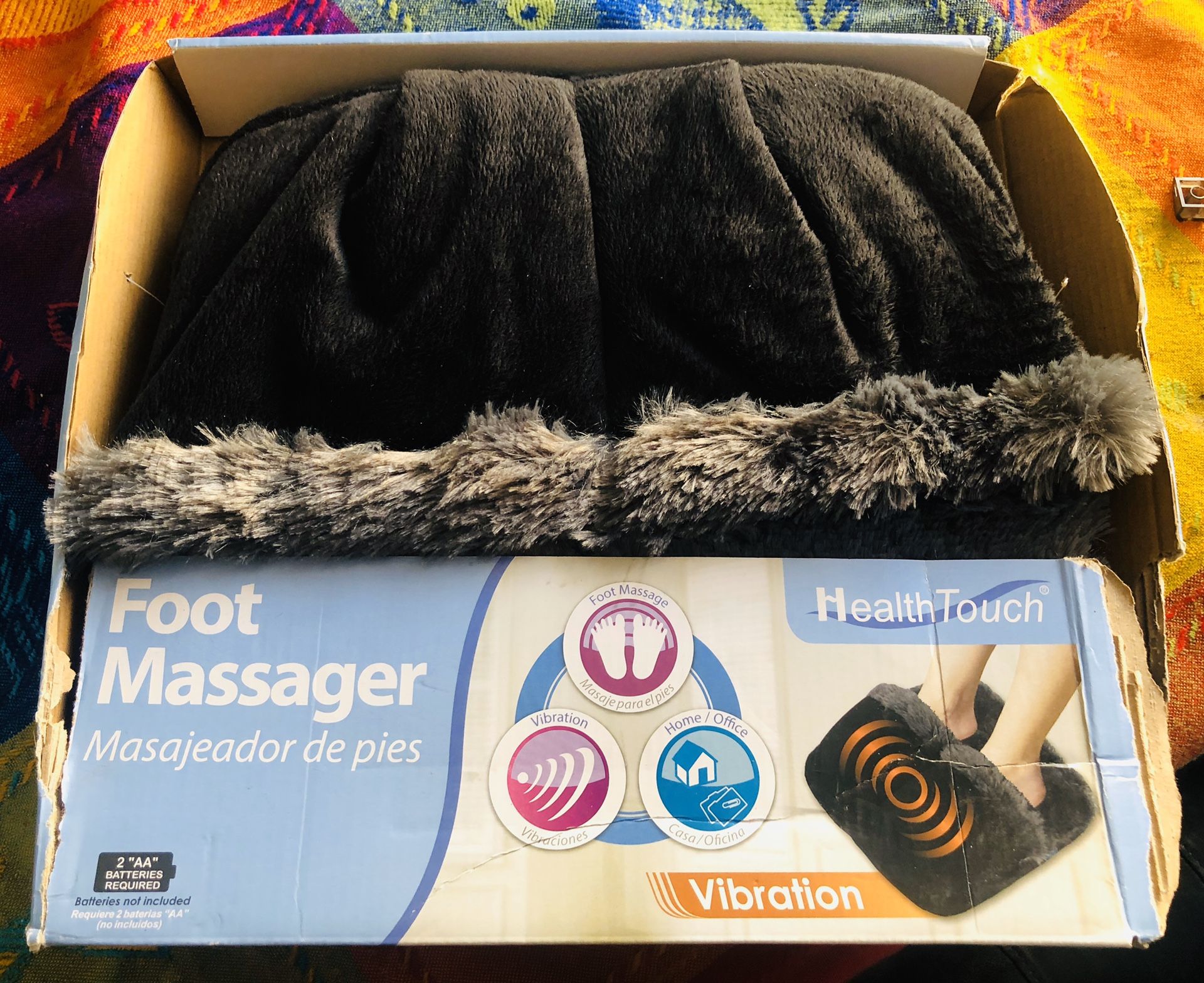 Foot Massager with Black and Grey Luxuriously Soft Fabric