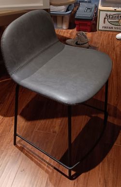 Gray Faux Leather Counter Stool