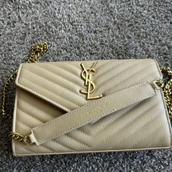 Yves Saint Laurent Wallet On Chain Tan Gold