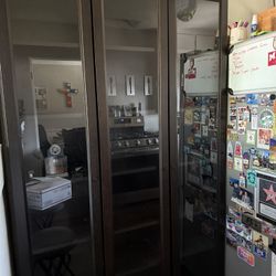 Modern Dark Brown Bookcases With Glass Door