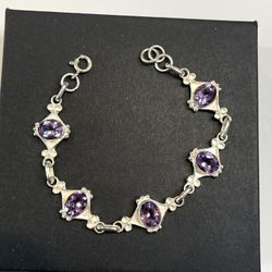 Brand new 925 Sterling Silver Amethyst bracelet size 6.5