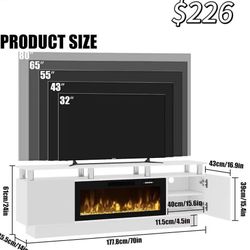 😀 70" Modern Fireplace TV Stand with 36" Electric Fireplace for TVs Up to 80 inch, Entertainment Center with High Gloss Cabinet, TV Consoles 