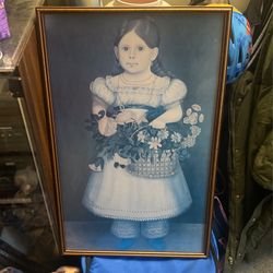girl with basket of flowers picture