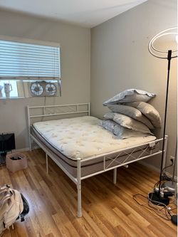 Full size bed frame and mattress